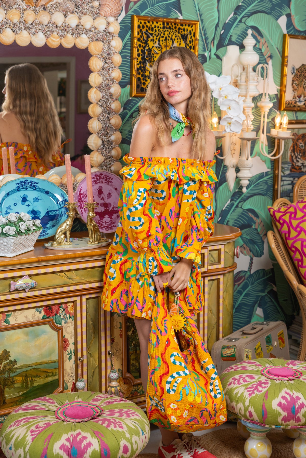 Chloe Dress | Happy Snakes | Mustard