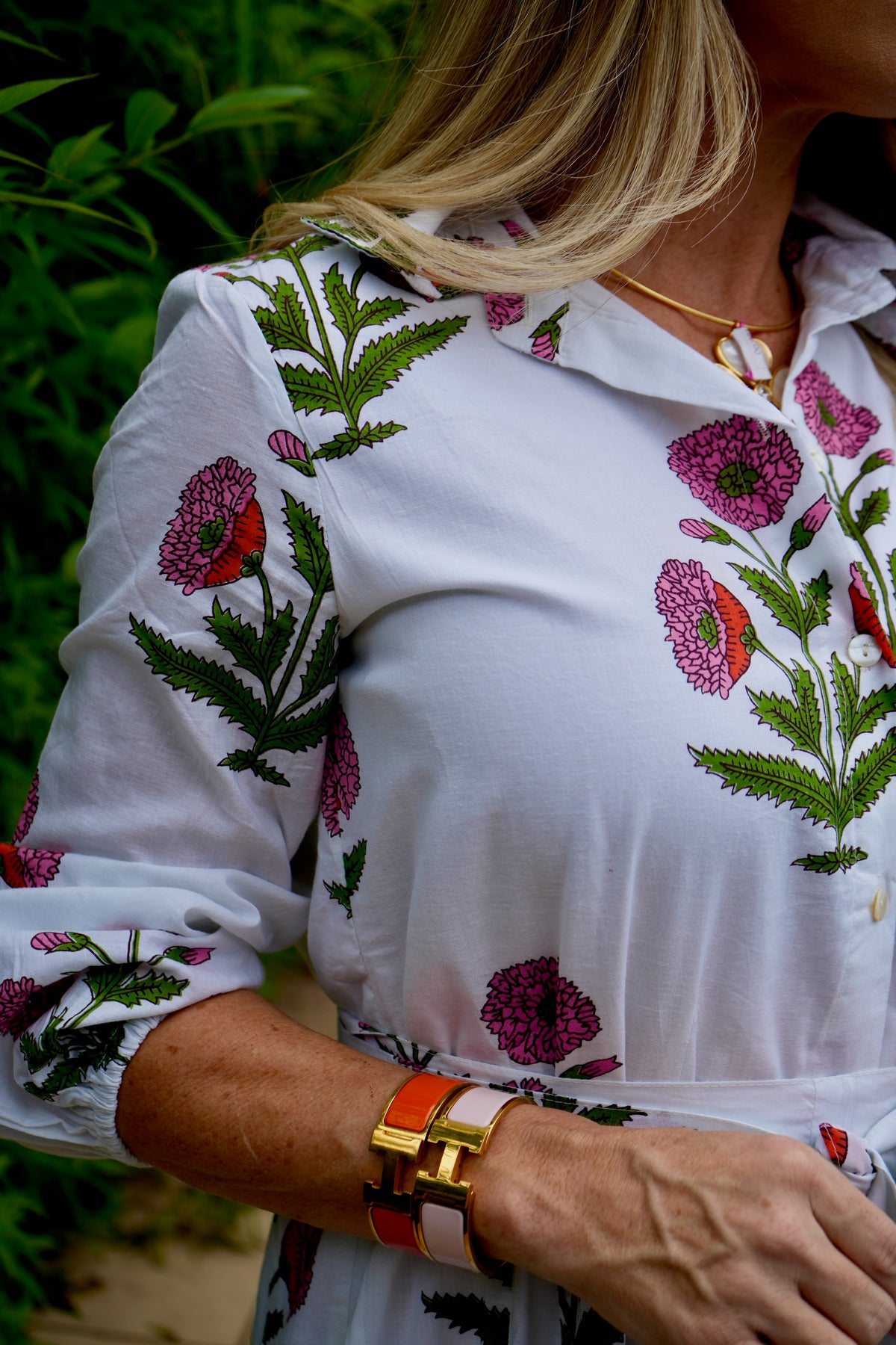 'Miss Ivy' Midi Dress | Floral Block Print | Pink