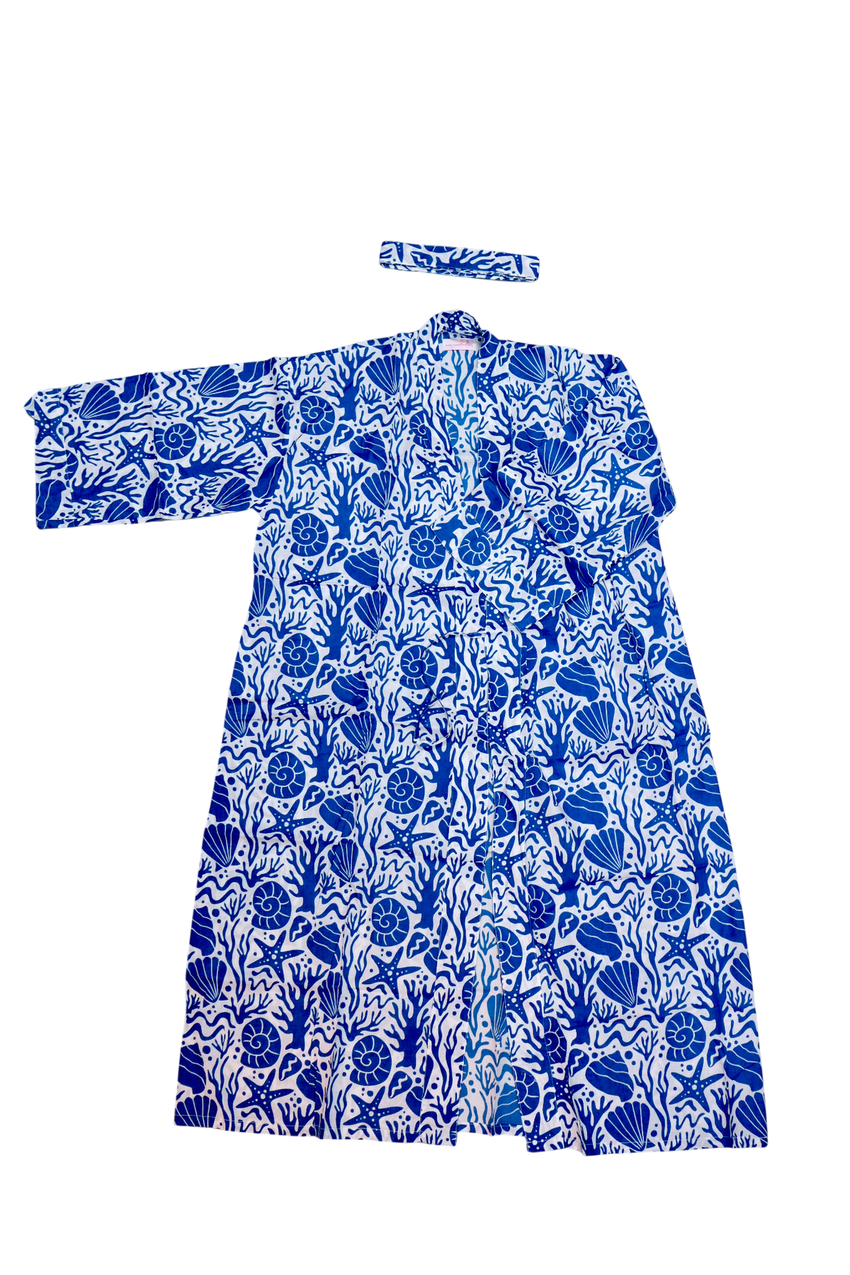 Long Kimono w/ Belt | Seashell | Blue