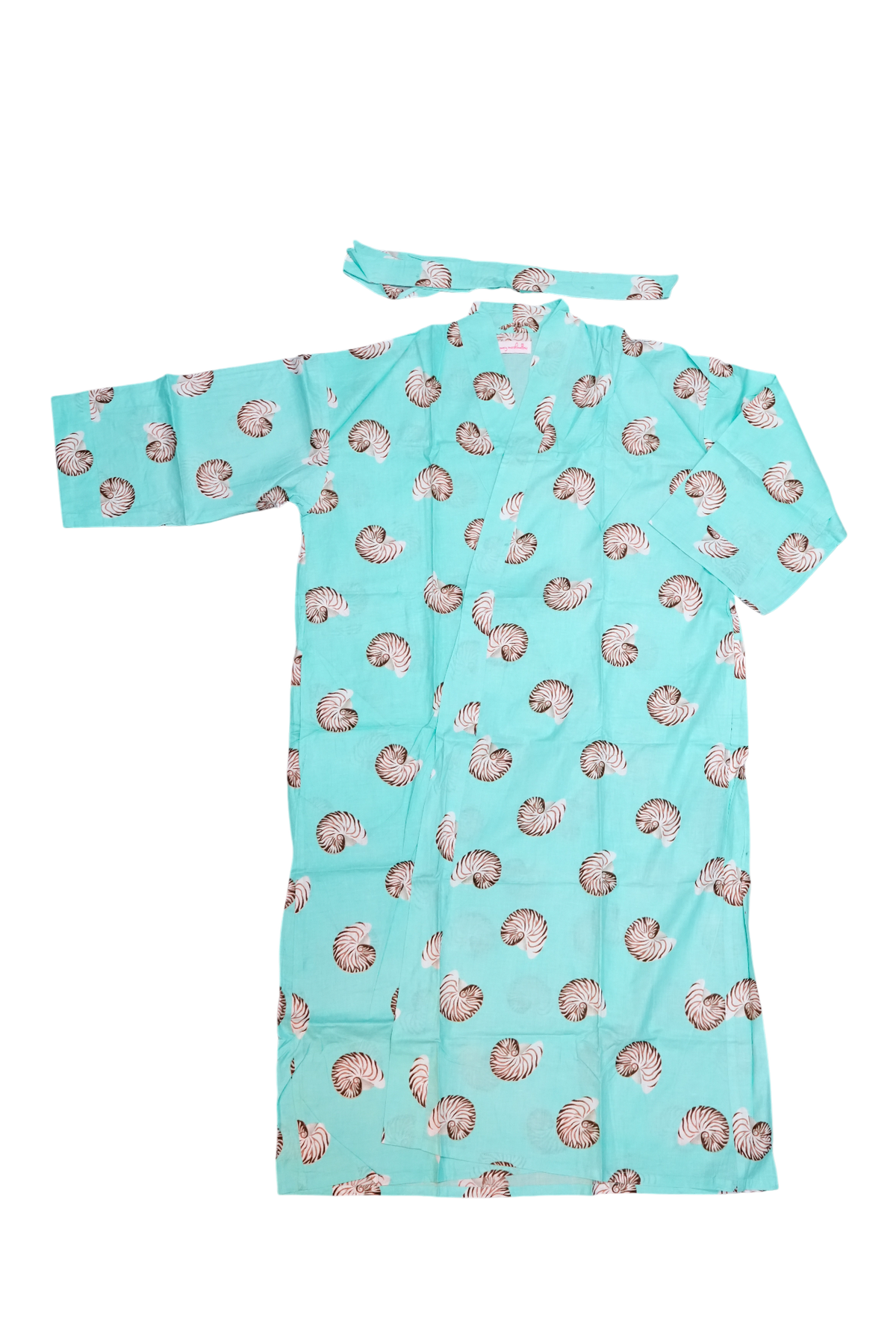 Long Kimono w/ Belt | Sea Shell | Aqua
