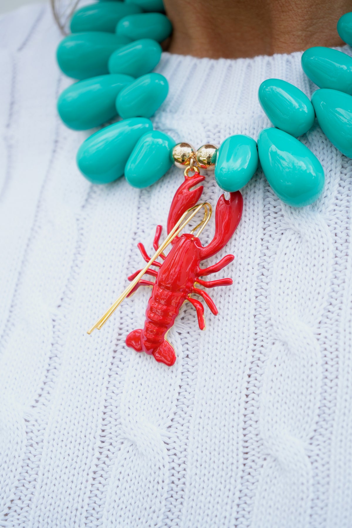 Lobster- Kitsch and Sea- Resin Bead Statement Necklace