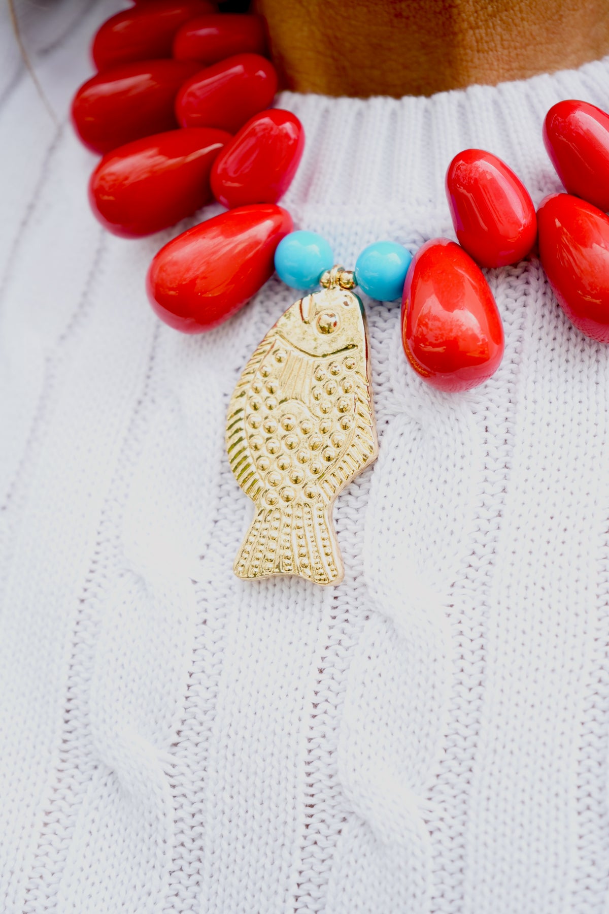 Lucky Fish- Kitsch and Sea- Resin Bead Statement Necklace