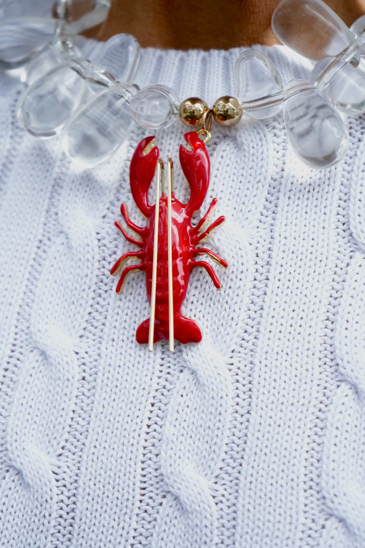 Lobster- Kitsch and Sea- Resin Bead Statement Necklace