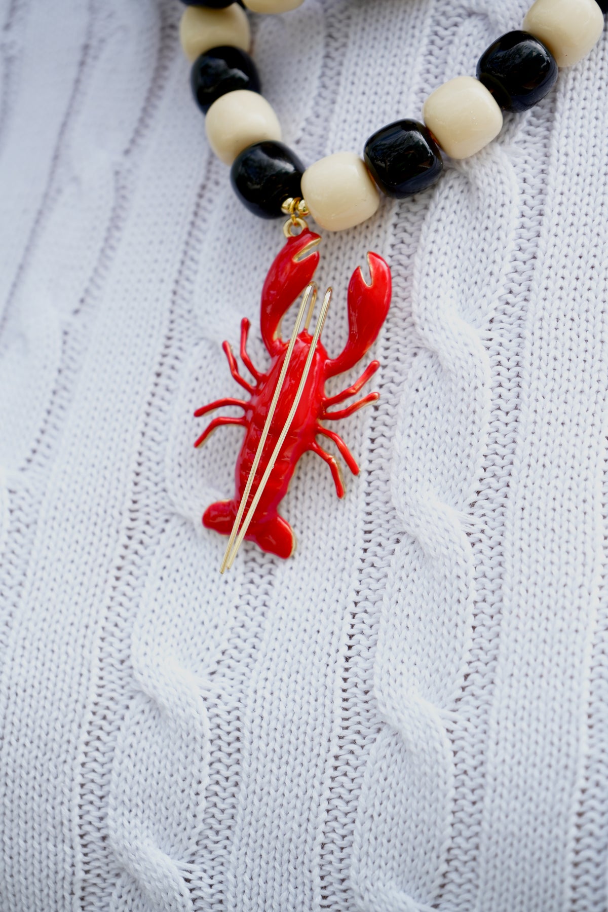 Lloyd Lobster Double Strand Bead Statement Necklace