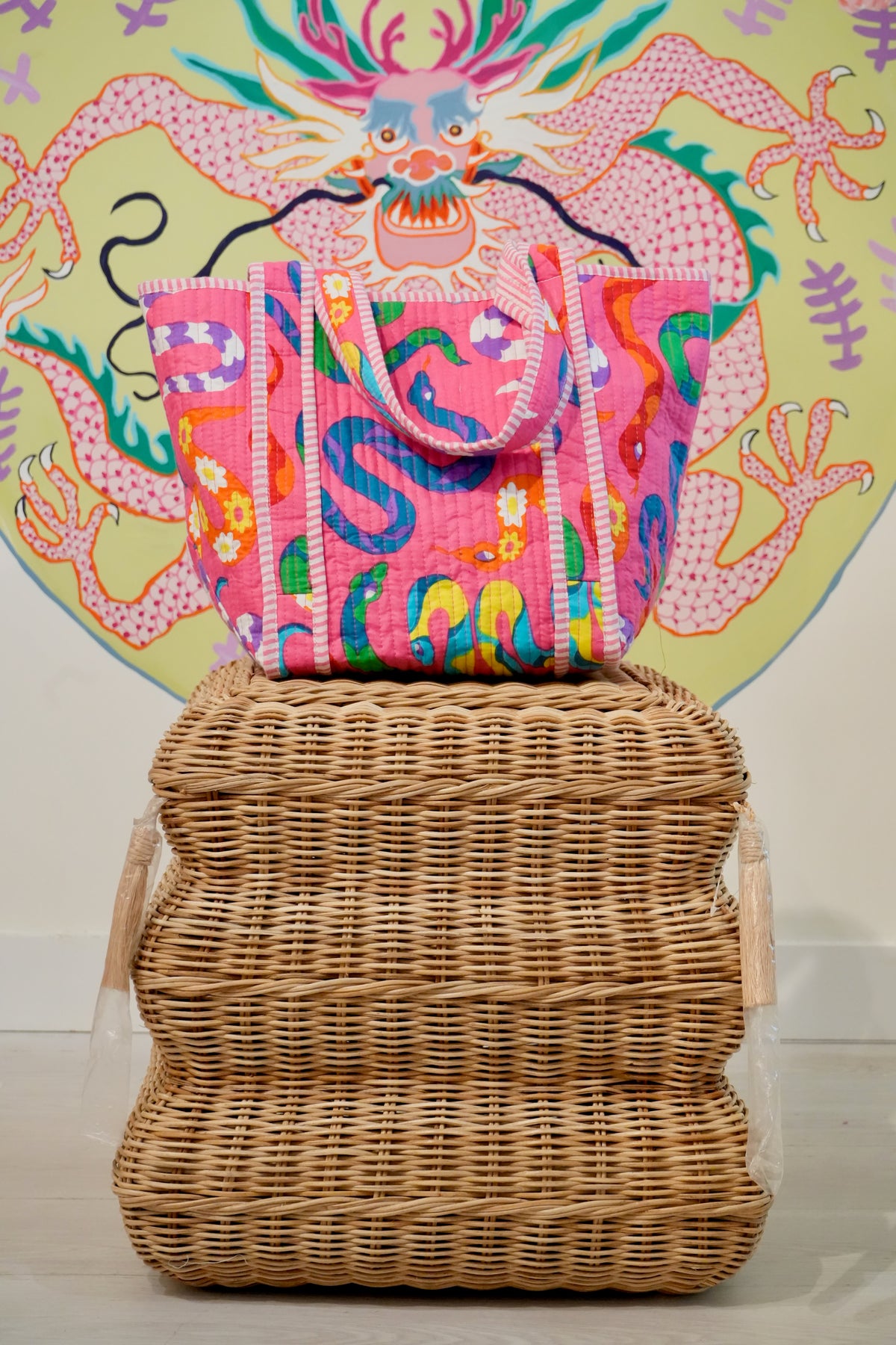 Tote Bag | Happy Snakes | Pink