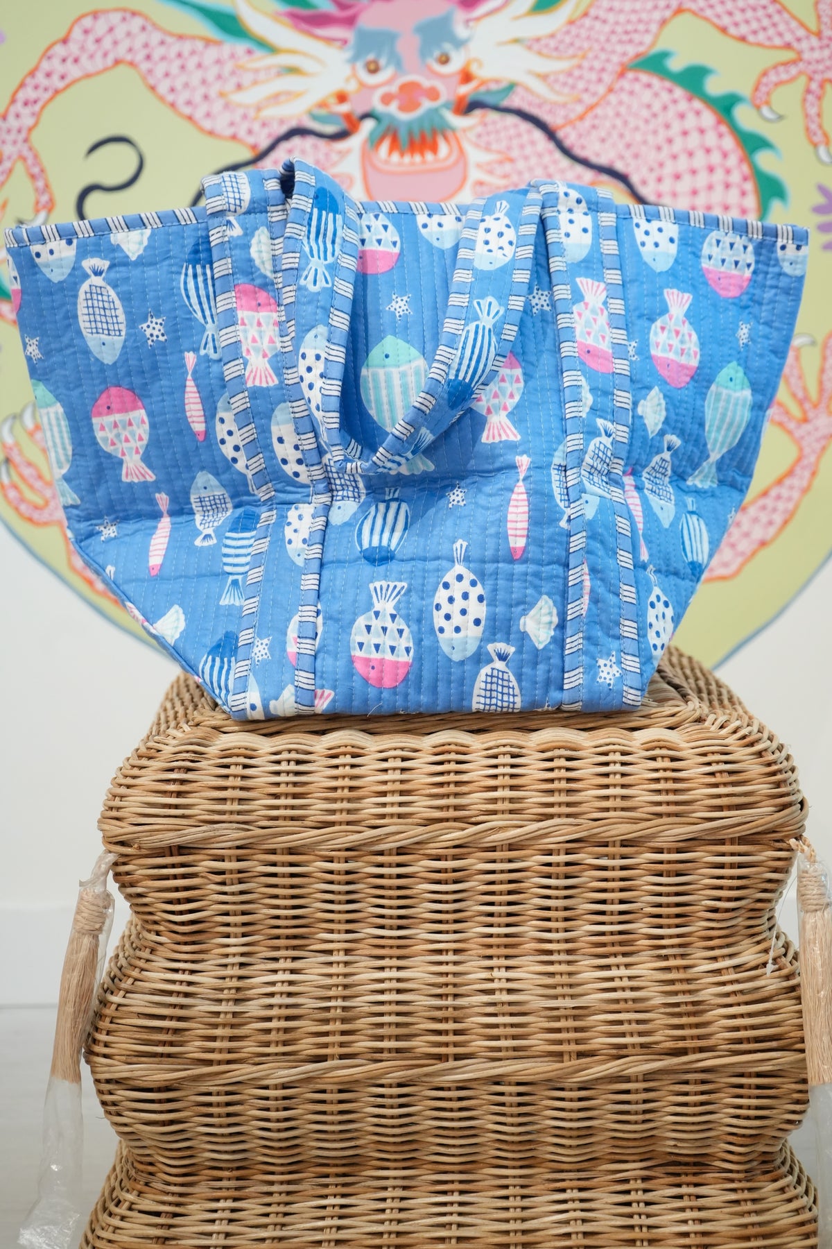 Large Tote | Go Fish | Blue