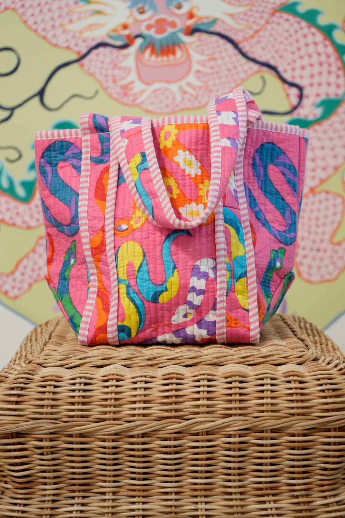 Tote Bag | Happy Snakes | Pink