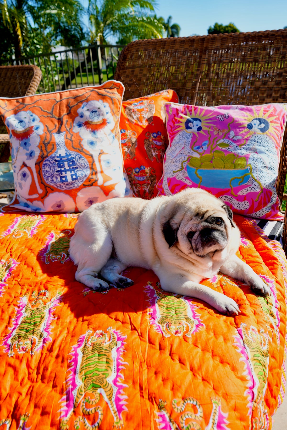 Throw/Baby Quilt | Tibetan Tiger | Orange