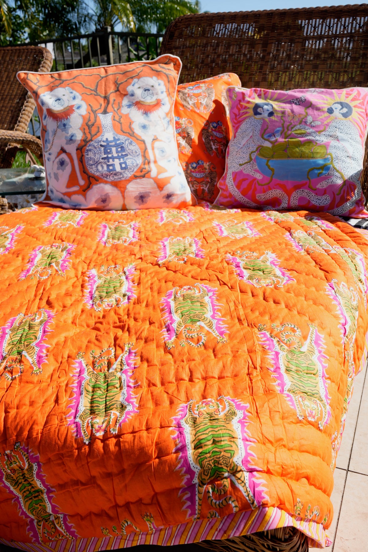 Throw/Baby Quilt | Tibetan Tiger | Orange