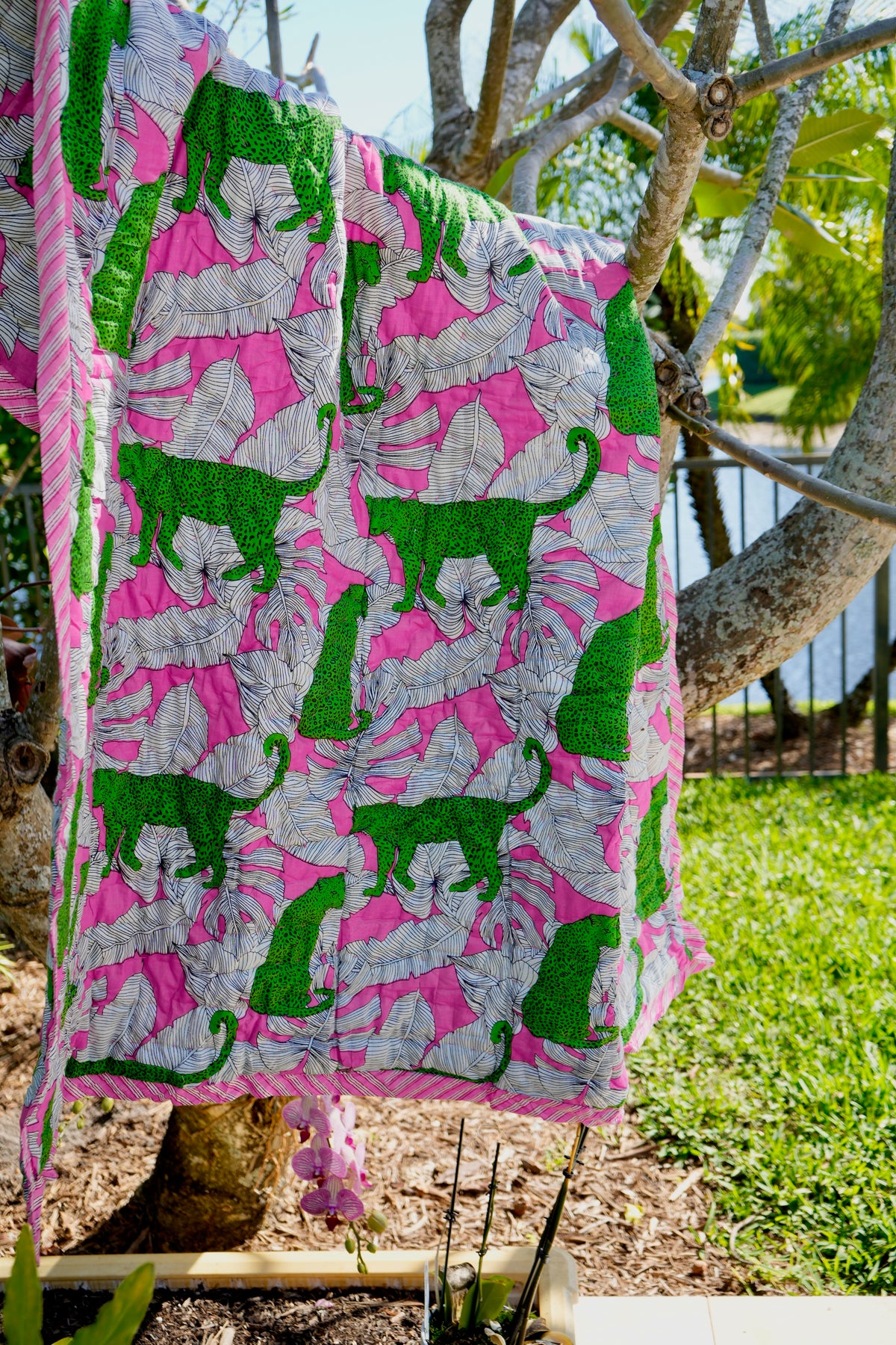 Throw/Baby Quilt | Jungle Leopard | Pink/Green