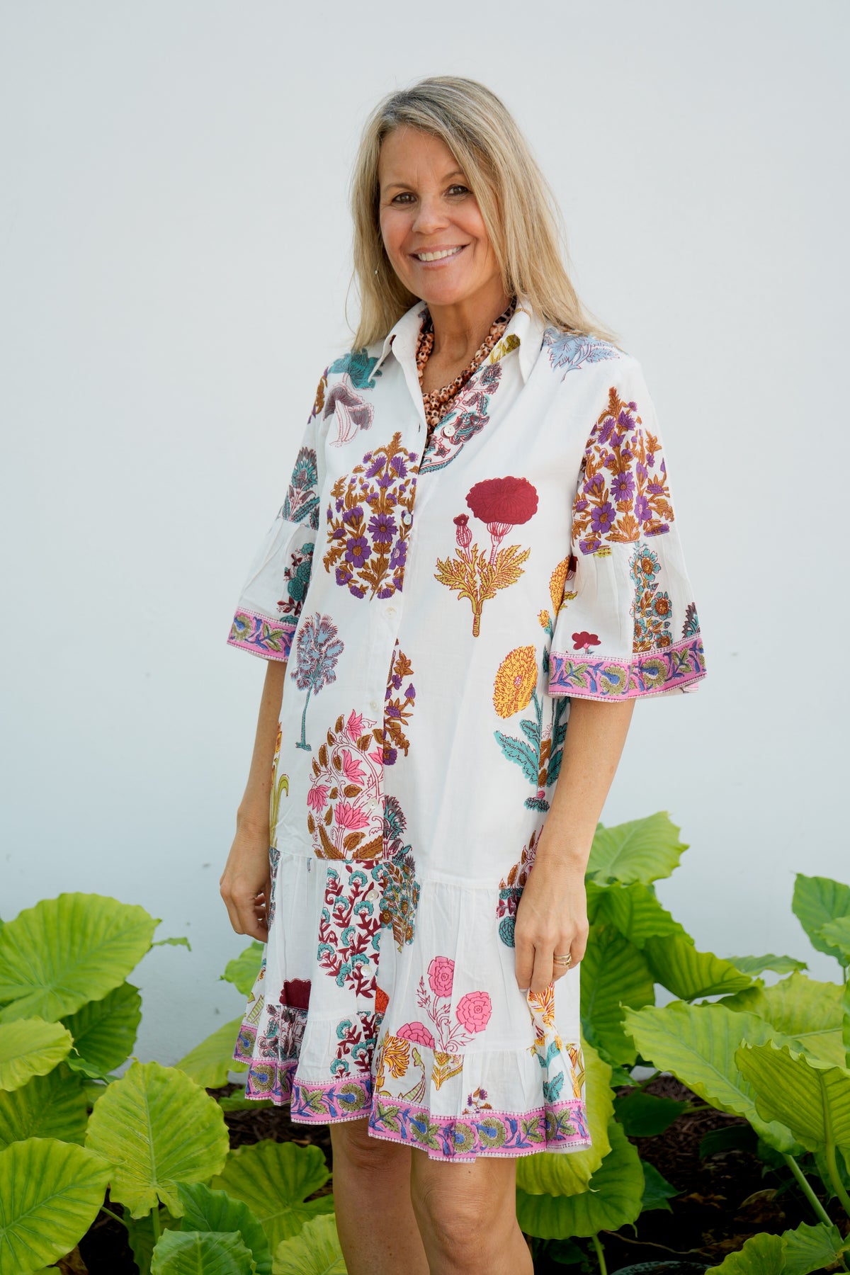 Bitsy Dress | Block Print Floral | Multi