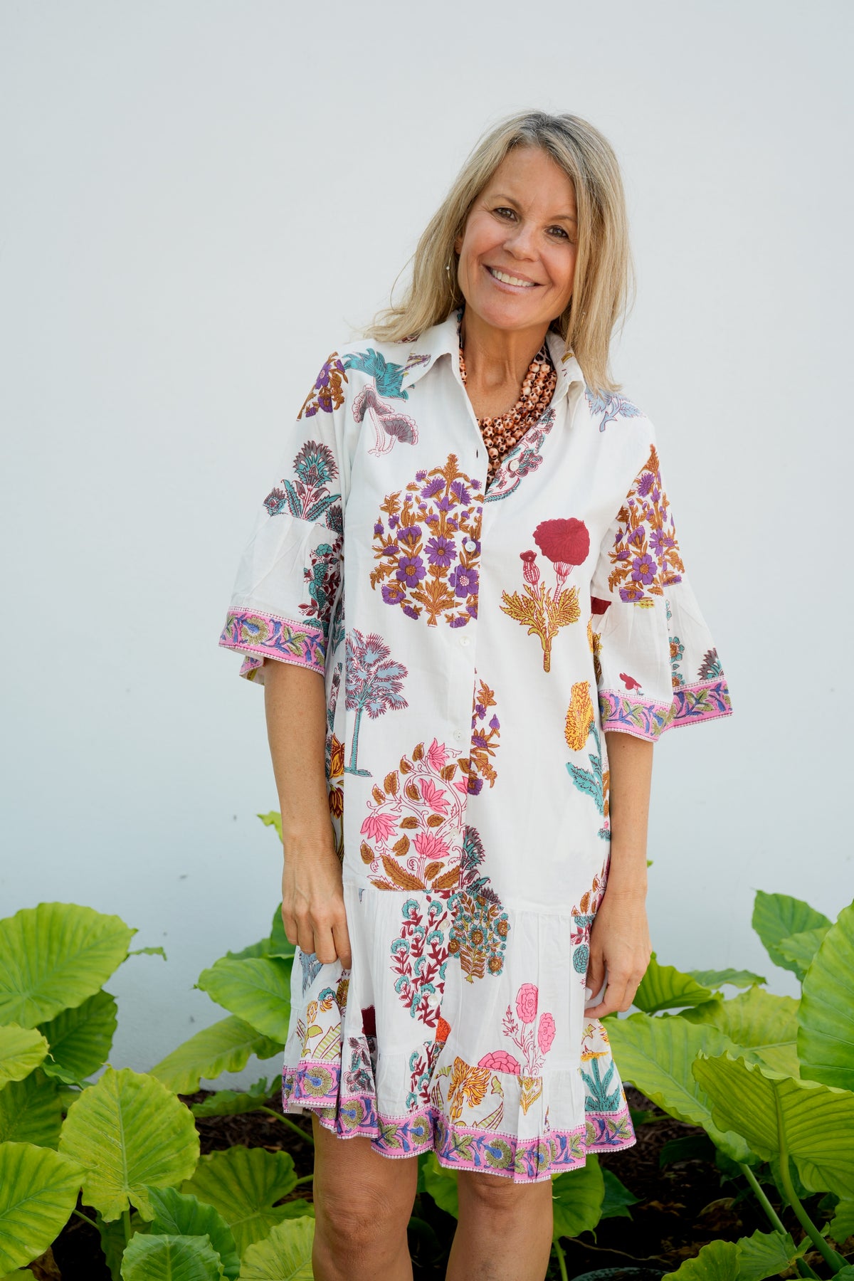 Bitsy Dress | Block Print Floral | Multi