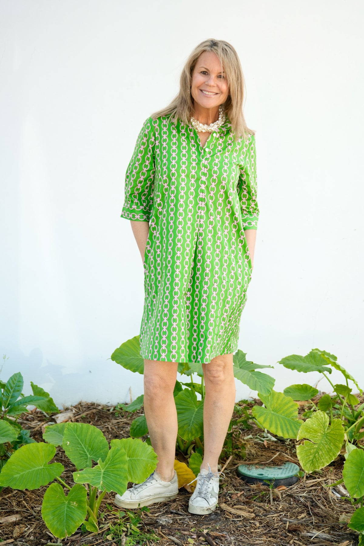 Delray Dress | Chains| Pink/Green