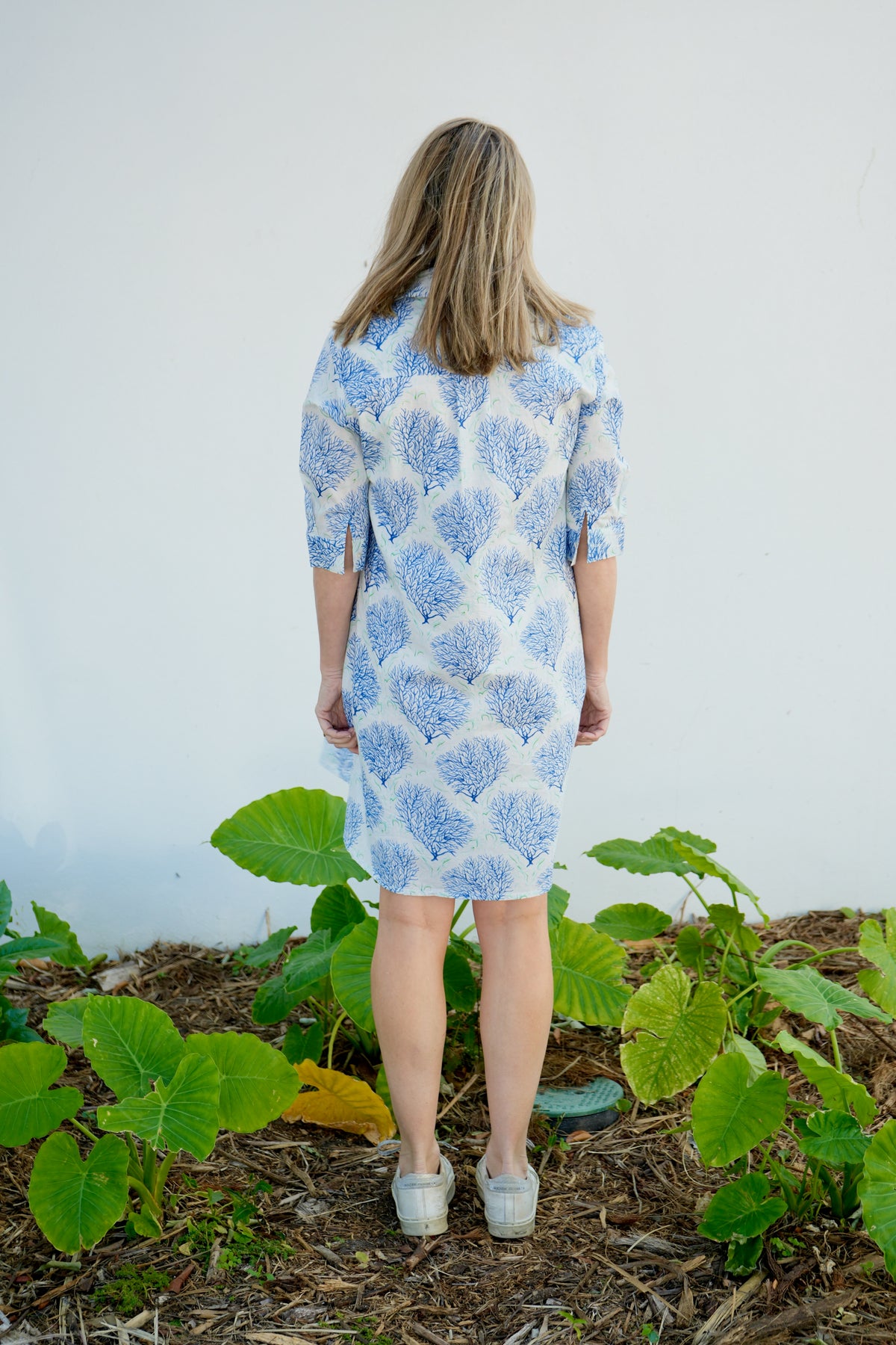 Delray Dress | Coral | Blue