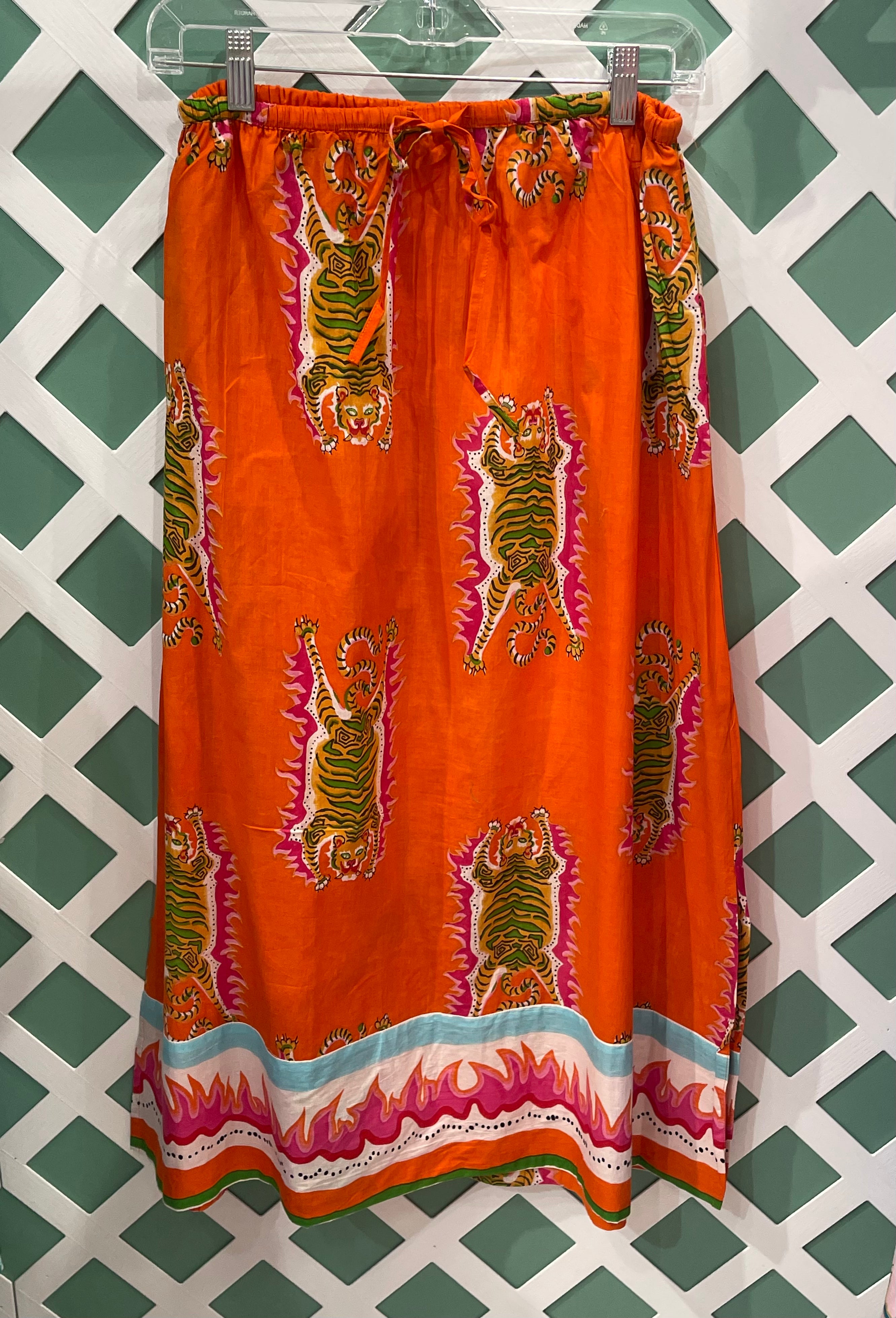 Side Slit Skirt | Tibetan Tiger | Orange