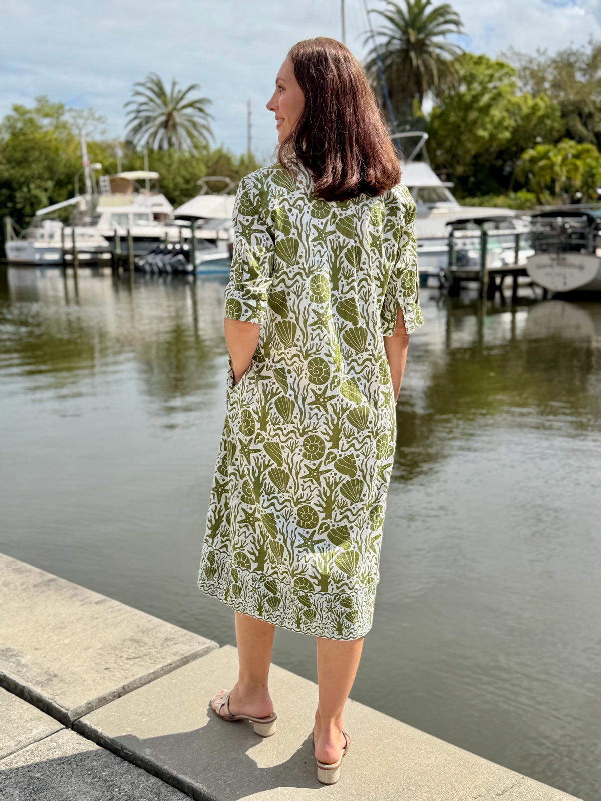 Molly Dress | Sealife | Olive