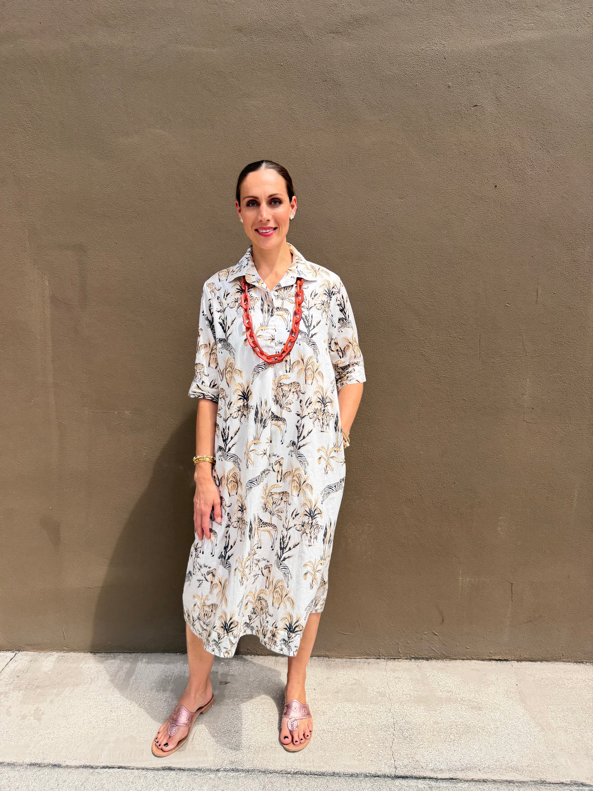 Molly Dress | Jungle Toile | Neutral