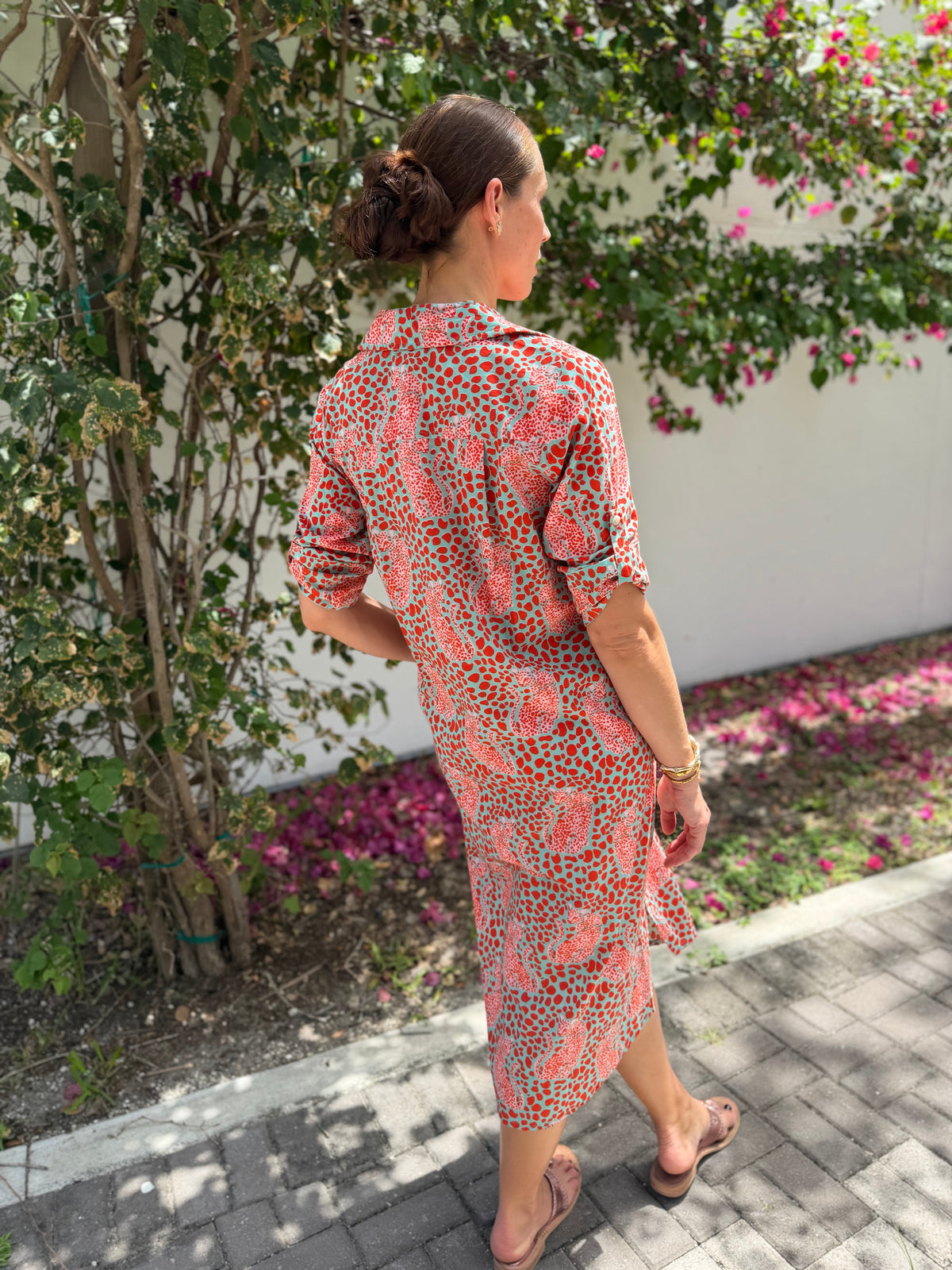 Vacay Dress | Dotty Leopard | Red/Aqua