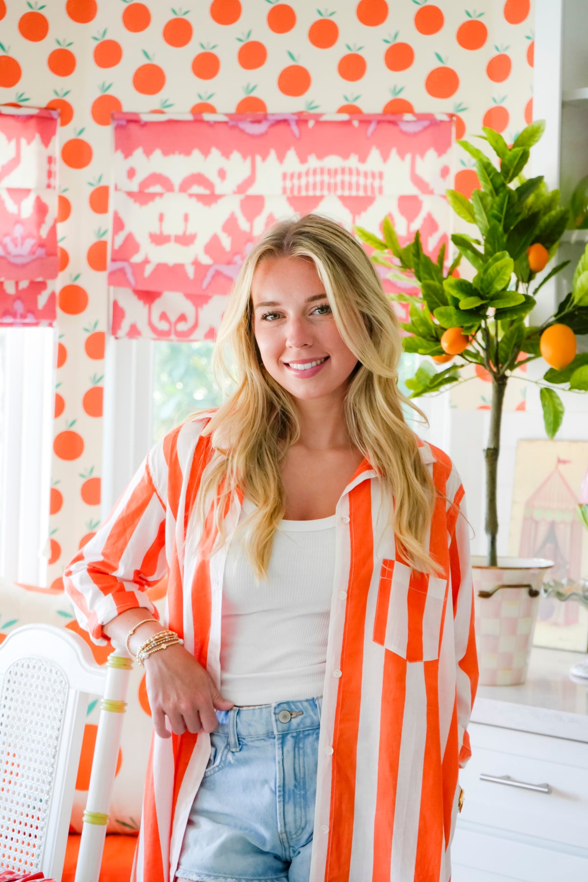 Boyfriend Dress | Stripes | Orange