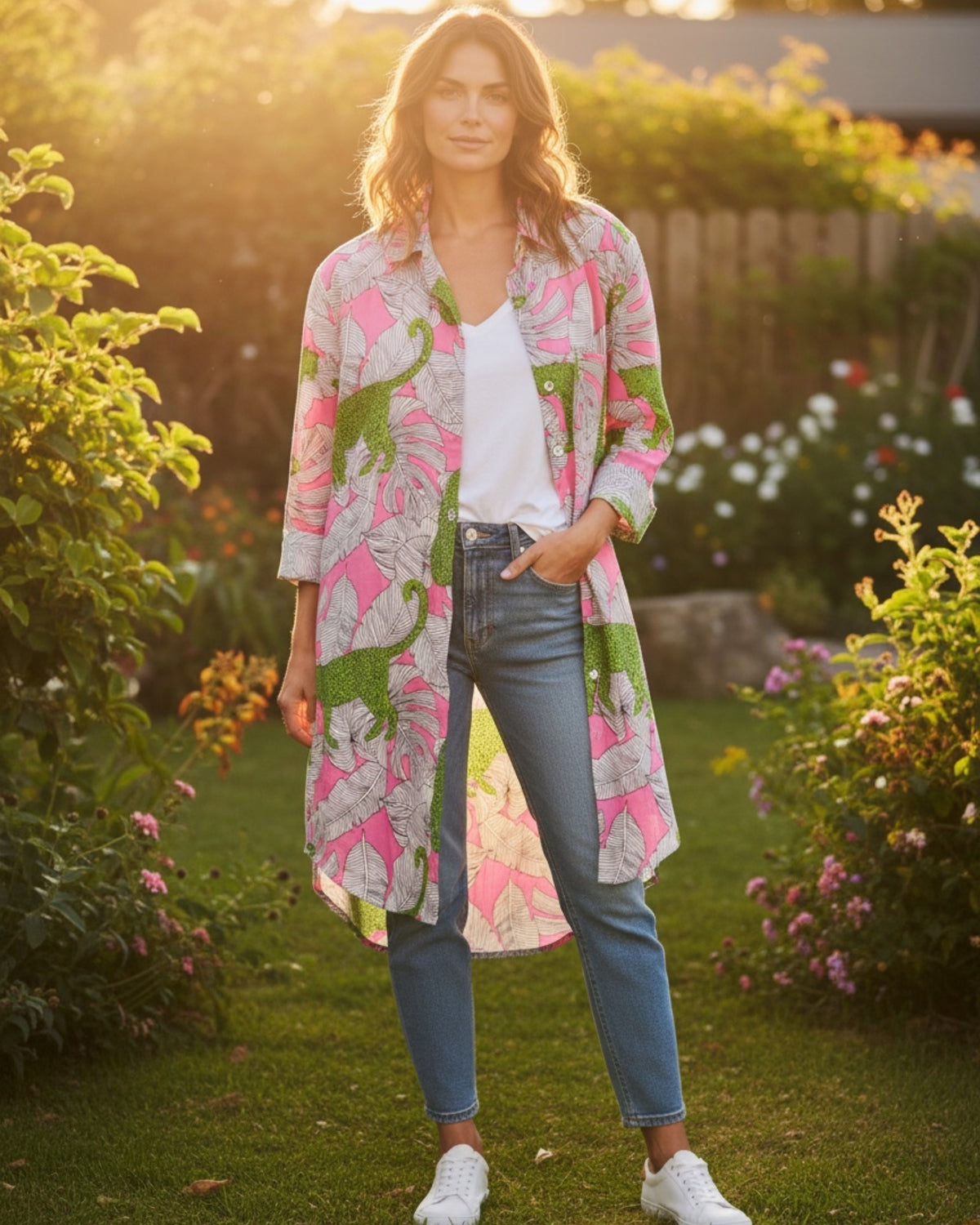 Boyfriend Dress | Jungle Leopard | Pink/Green