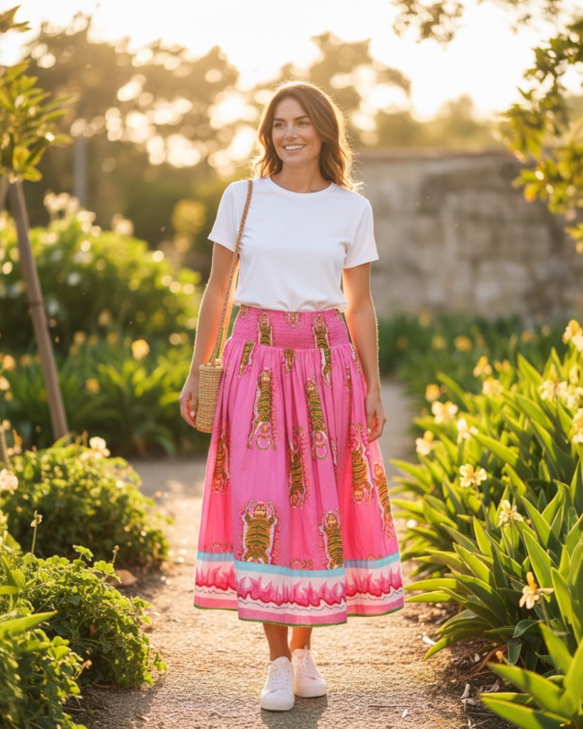 Long Every Day Skirt | Tibetan Tiger | Pink
