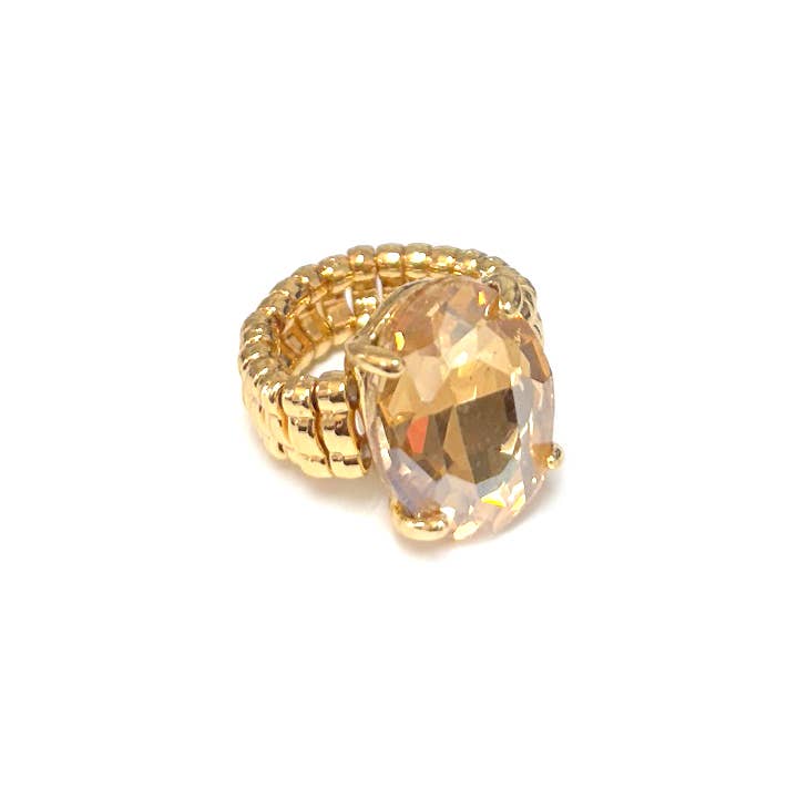 Oval Shape Glass Cocktail Cut Stretched Ring