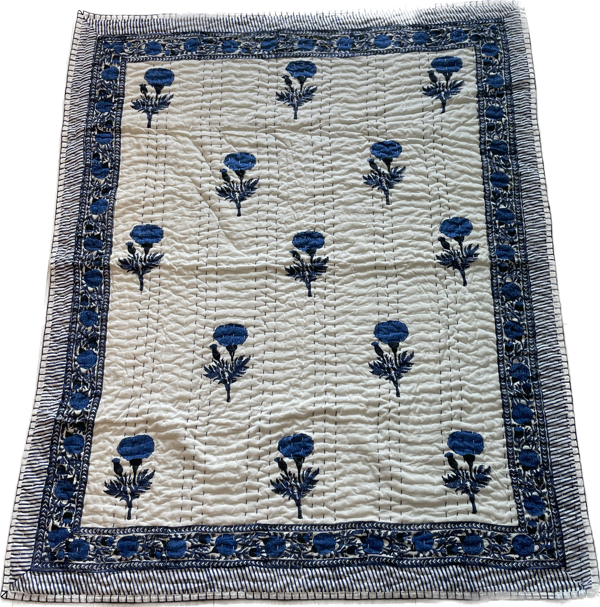 Baby Quilt | Carnations | Blue image 1