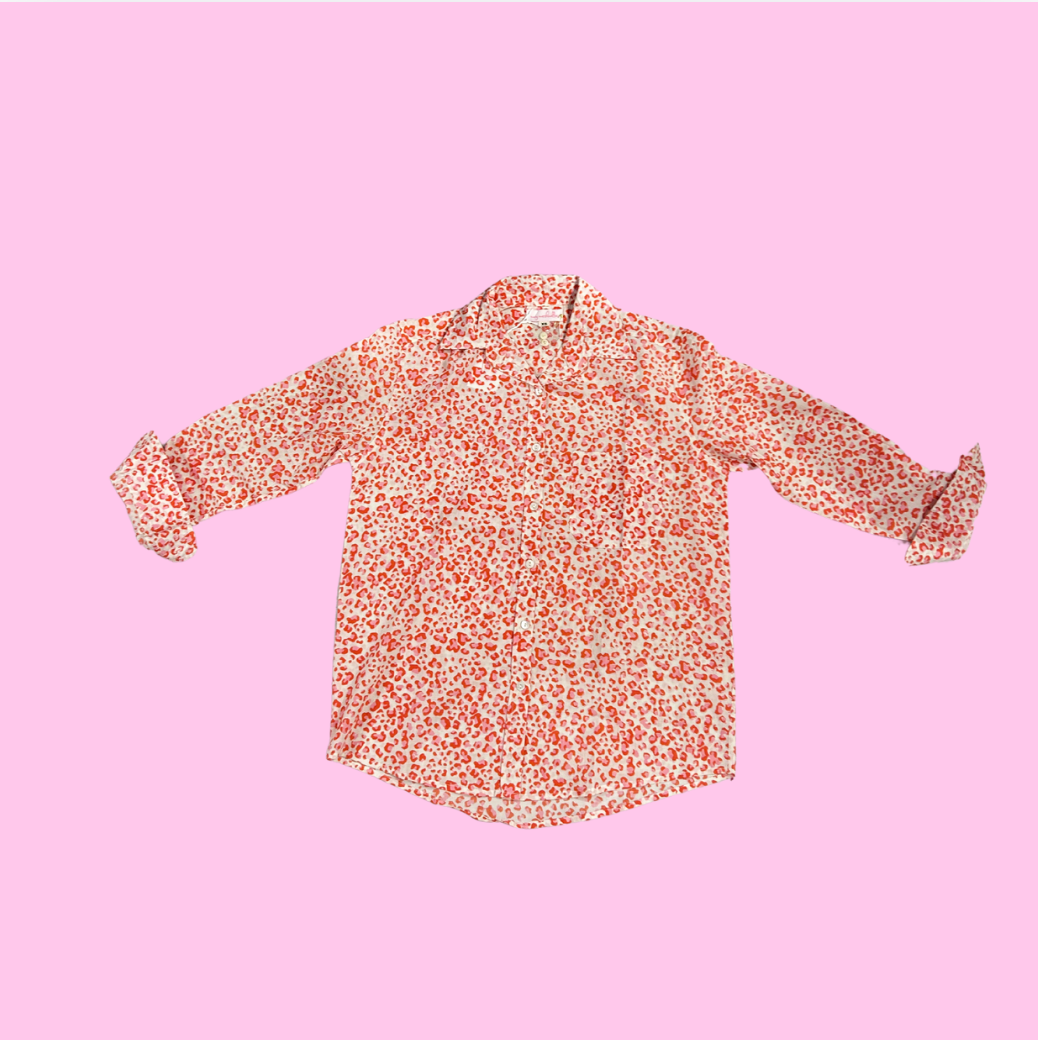 Boyfriend Shirt | Leopard Spots | Orange/Pink image 0