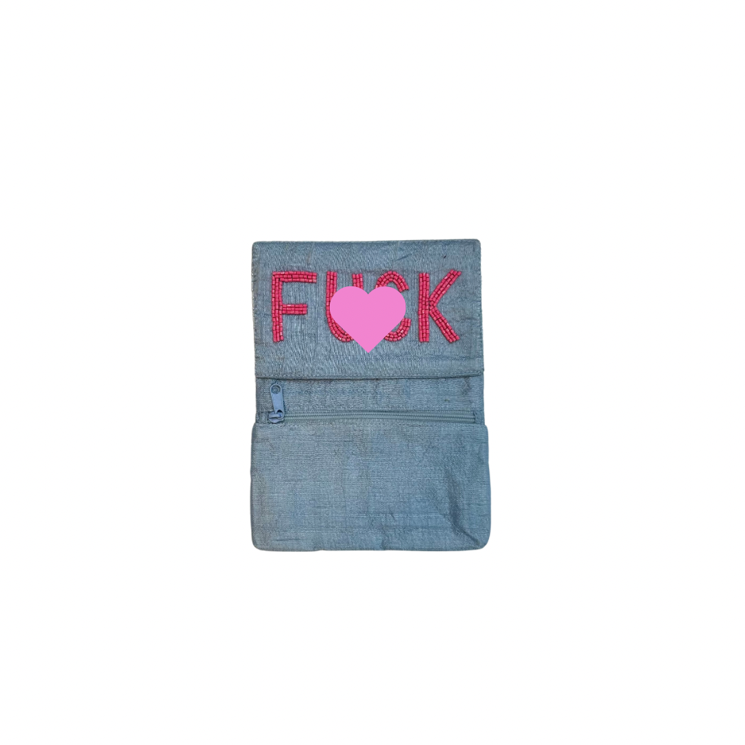 Beaded F**K Card Holder | Assorted Sizes | Periwinkle/Pink image 0