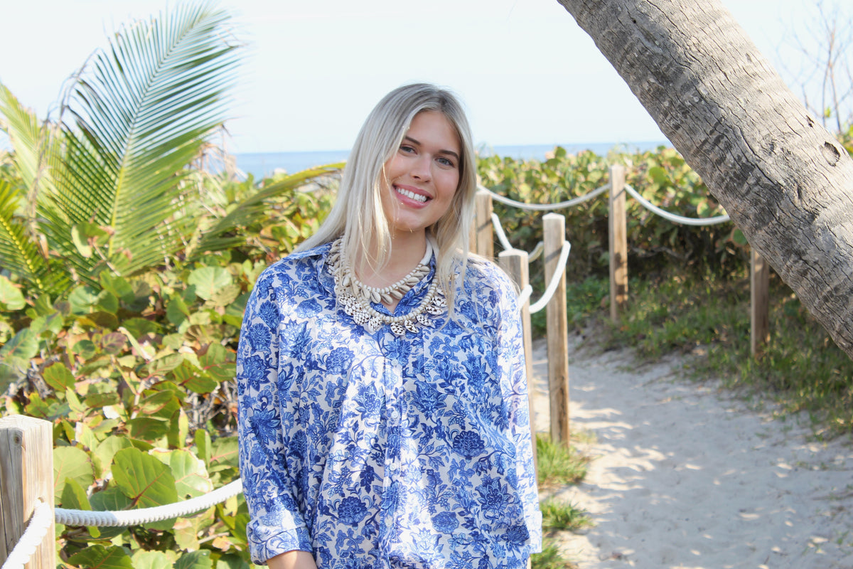 Boyfriend Shirt | Boho Chintz | Blue image 0