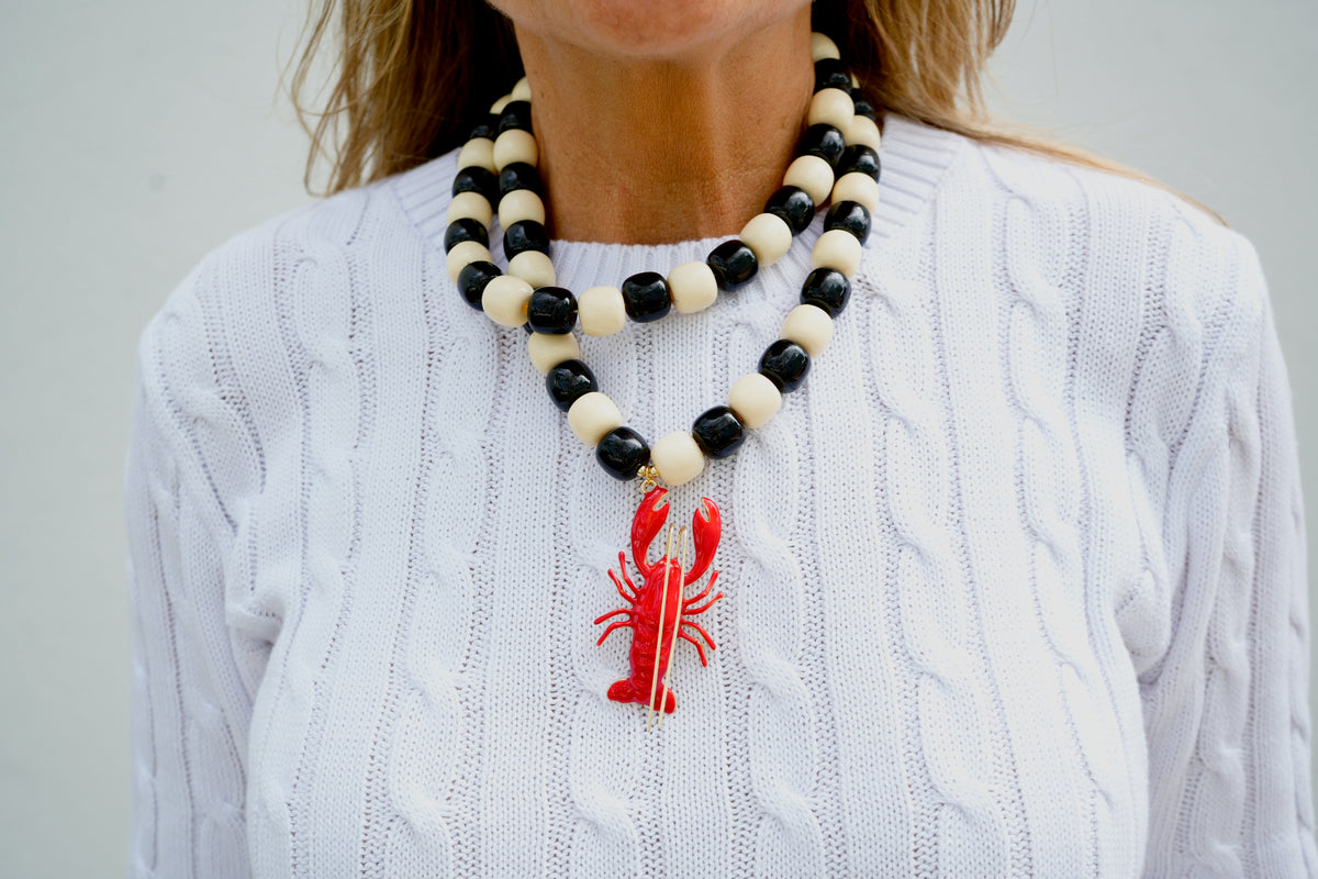 Lloyd Lobster Double Strand Bead Statement Necklace