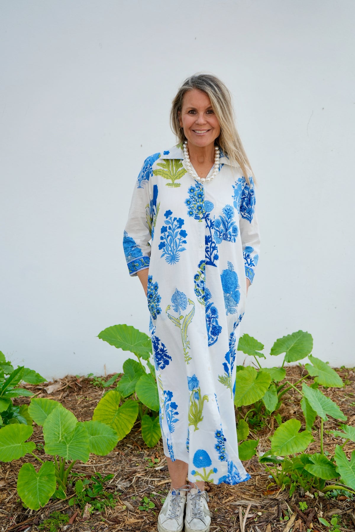 Vacay Dress | Floral Block Print | Blue