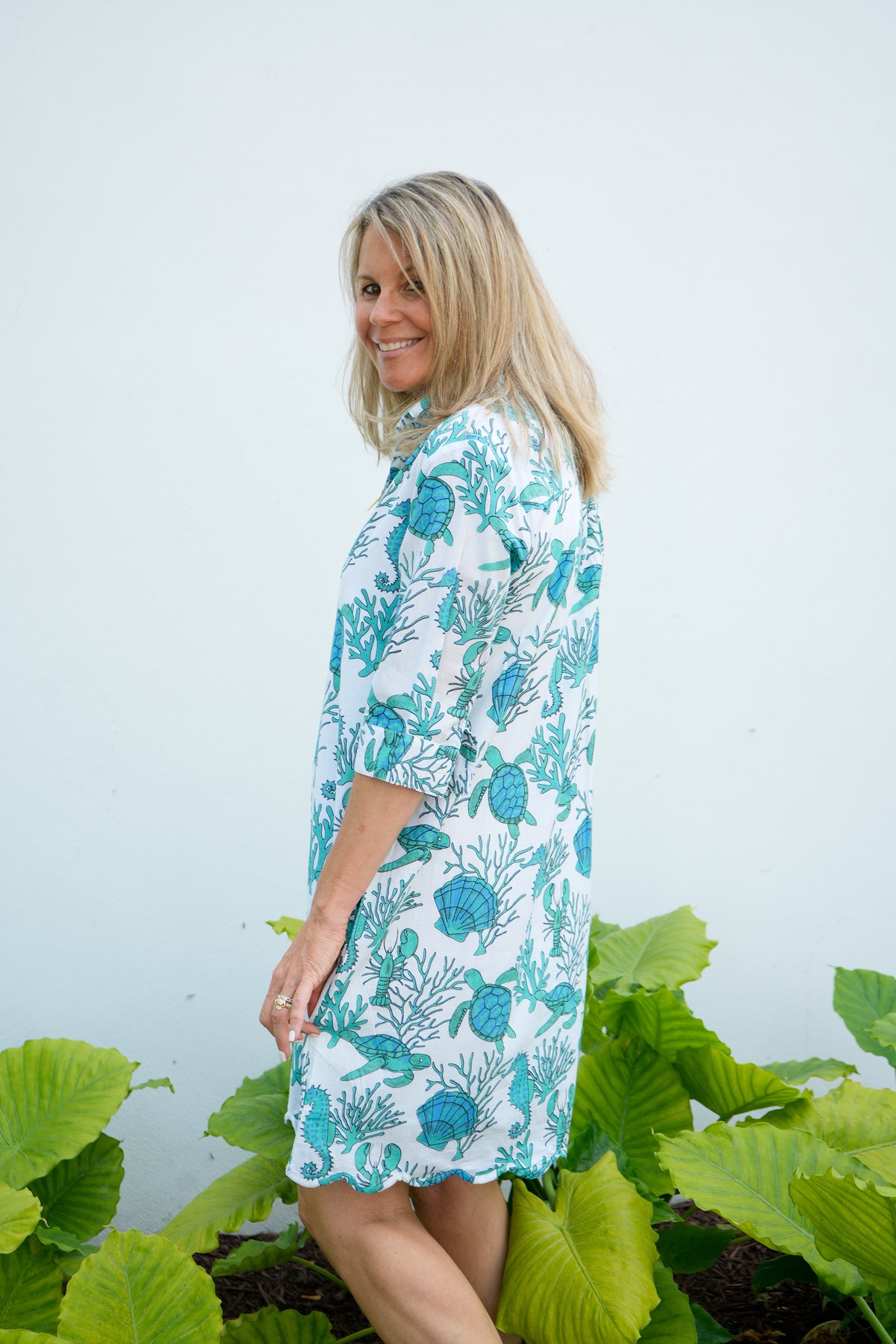 Delray Dress | Sea Life | Turqoise