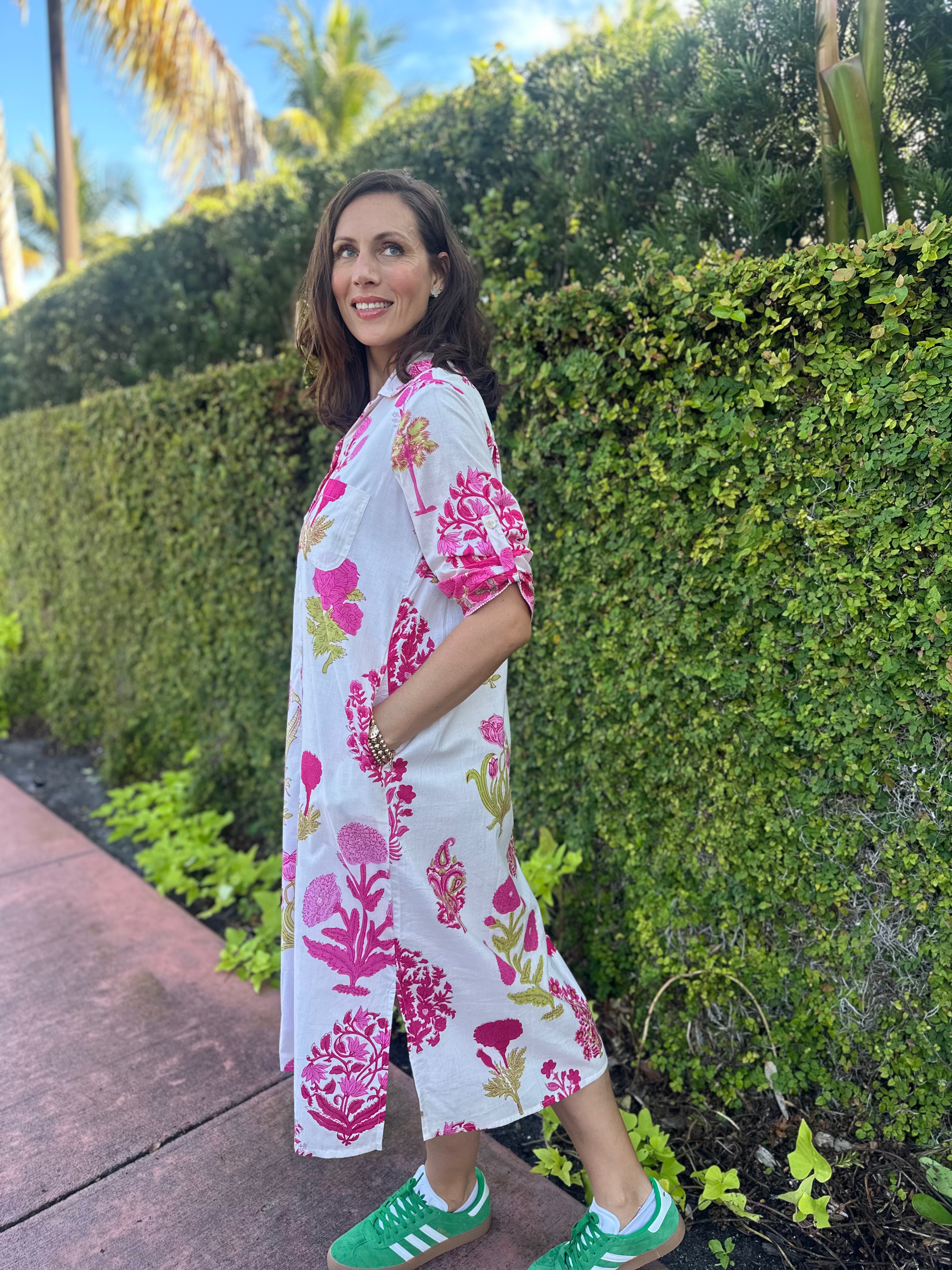 Vacay Dress | Floral Block Print | Pink