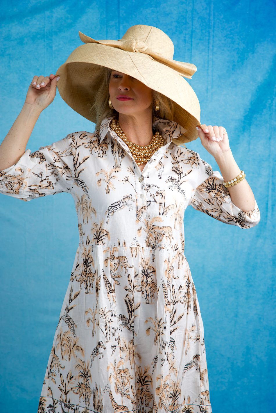 Frannie Short Dress | Jungle Toile | Neutral image 1