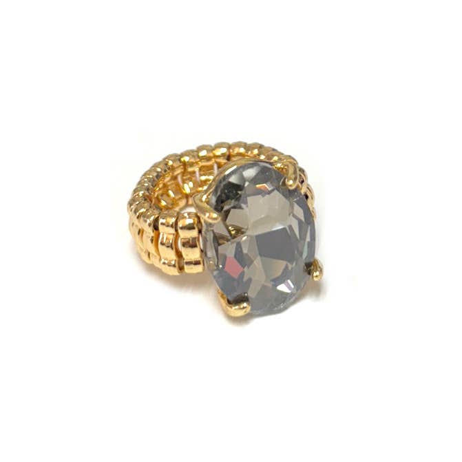 Oval Shape Glass Cocktail Cut Stretched Ring