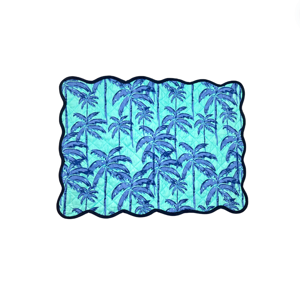 Quilted Placemat | Paradise Palm | Blue/Aqua image 0