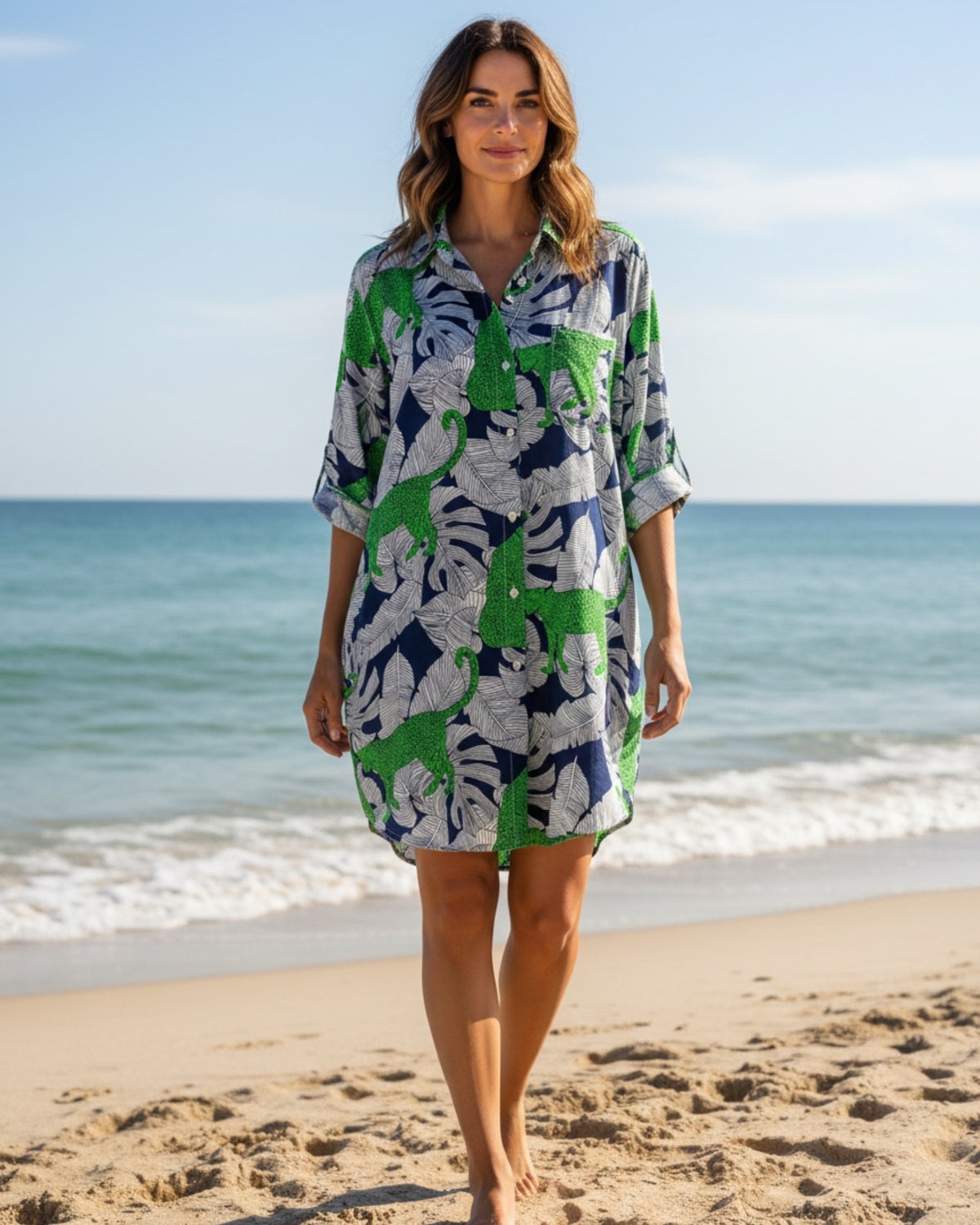 Boyfriend Dress | Jungle Leopard | Green